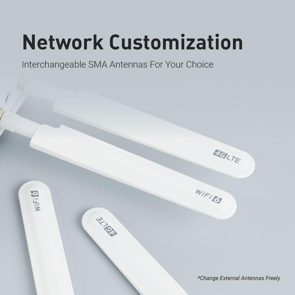 GL-X2000(Spitz Plus) Cellular Gateway 4G LTE Router for Home, RV, Road trips, Offices, CAT 12, Wifi 6 Router, Detachable Antennas, Dual-SIM, T-Mobile & AT&T IoT Certified, OpenVPN, WireGuard (NA Only)