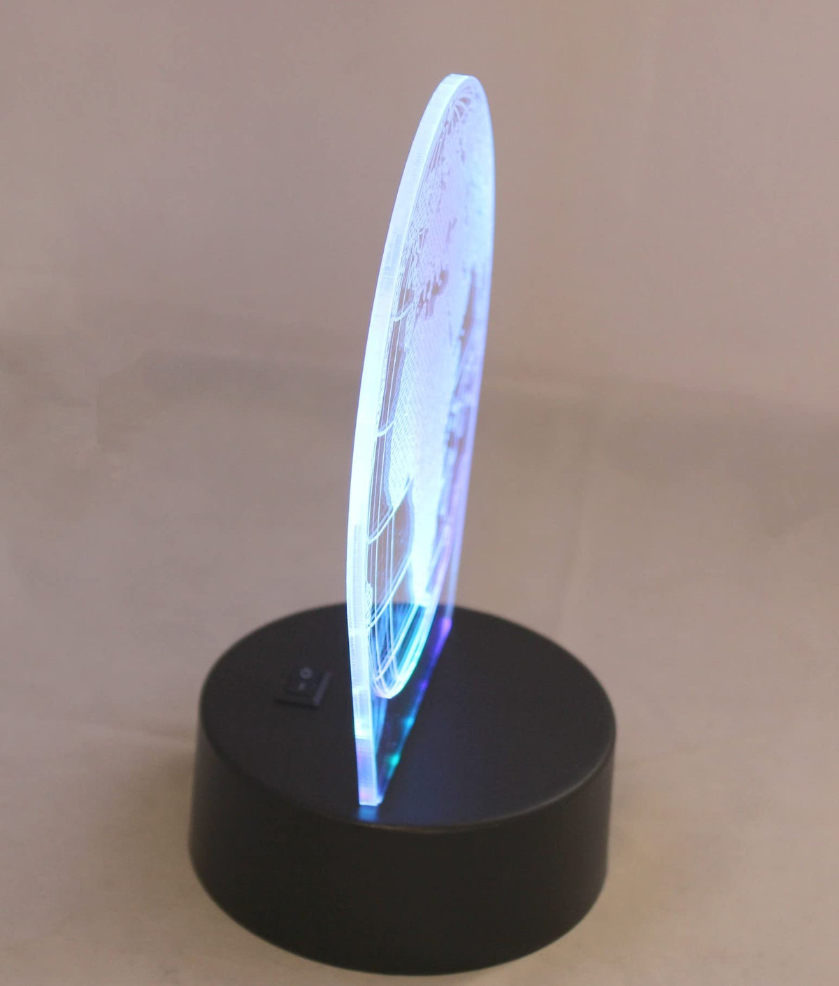 Dependable Industries 3D World Globe LED Light 7 Color Changing Table Lamp Night Light Optical Visual Illusion Acrylic