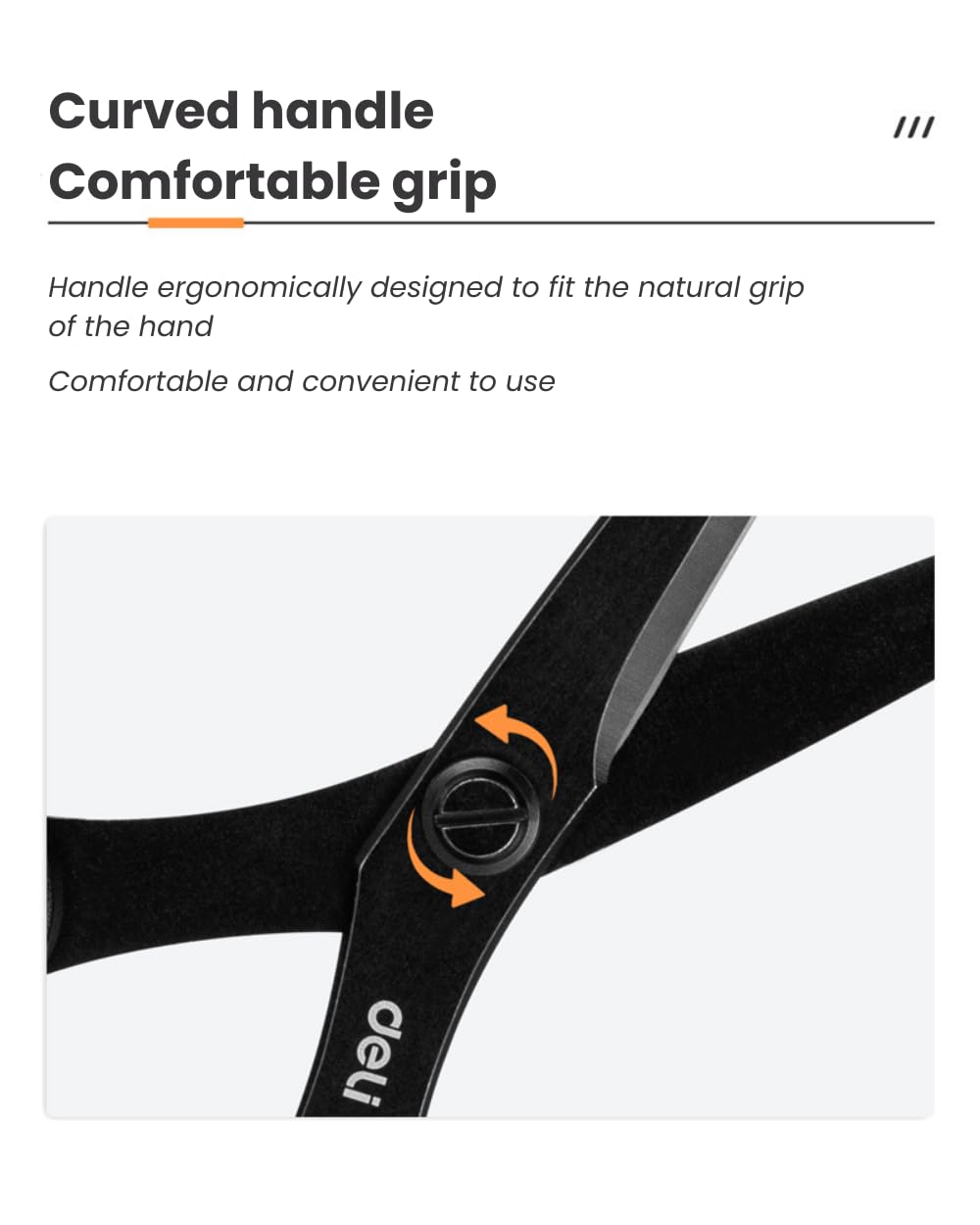 Deli Non-Stick Scissors, 8 Inch Stainless Steel Blades with Soft Grip Handles, Black/White Office Scissors for Paper, Fabric, Craft, Home & School Use (1 Pack)