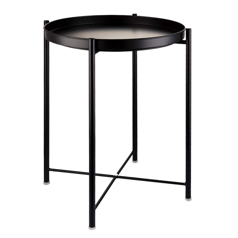 EKNITEY Small Side End Table - Metal Side Table Waterproof Small Sofa Coffee Side Tables Bedroom Indoor Outdoor with Removable Tray for Living Room Bedroom Balcony and Office