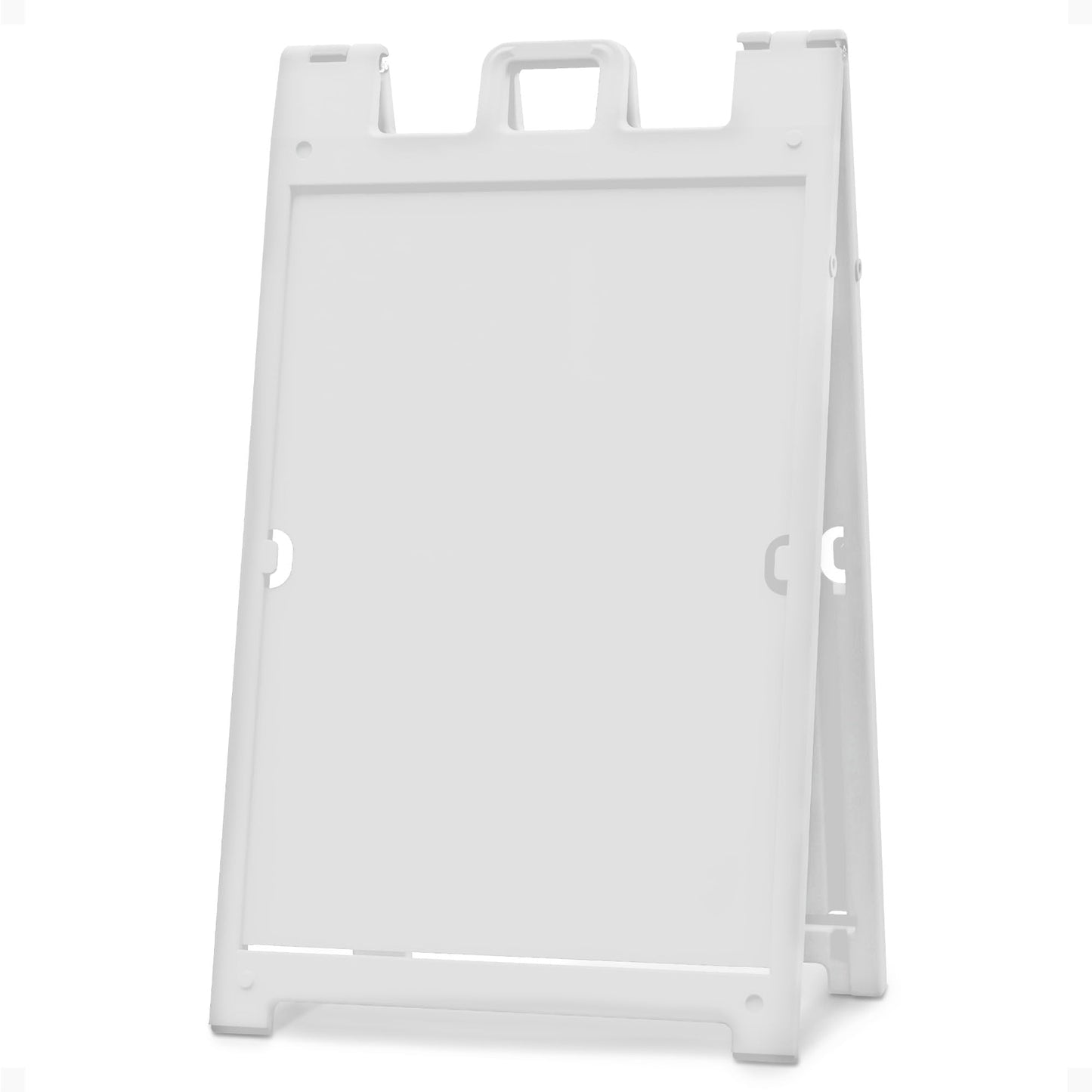 Plasticade Signicade Deluxe A Frame Sidewalk Curb Sign Portable Folding Double Sided Display with Quick Change System for Store Signs, White