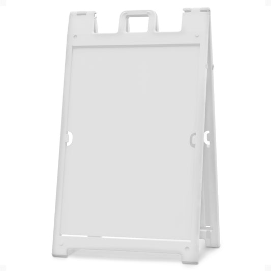 Plasticade Signicade Deluxe A Frame Sidewalk Curb Sign Portable Folding Double Sided Display with Quick Change System for Store Signs, White