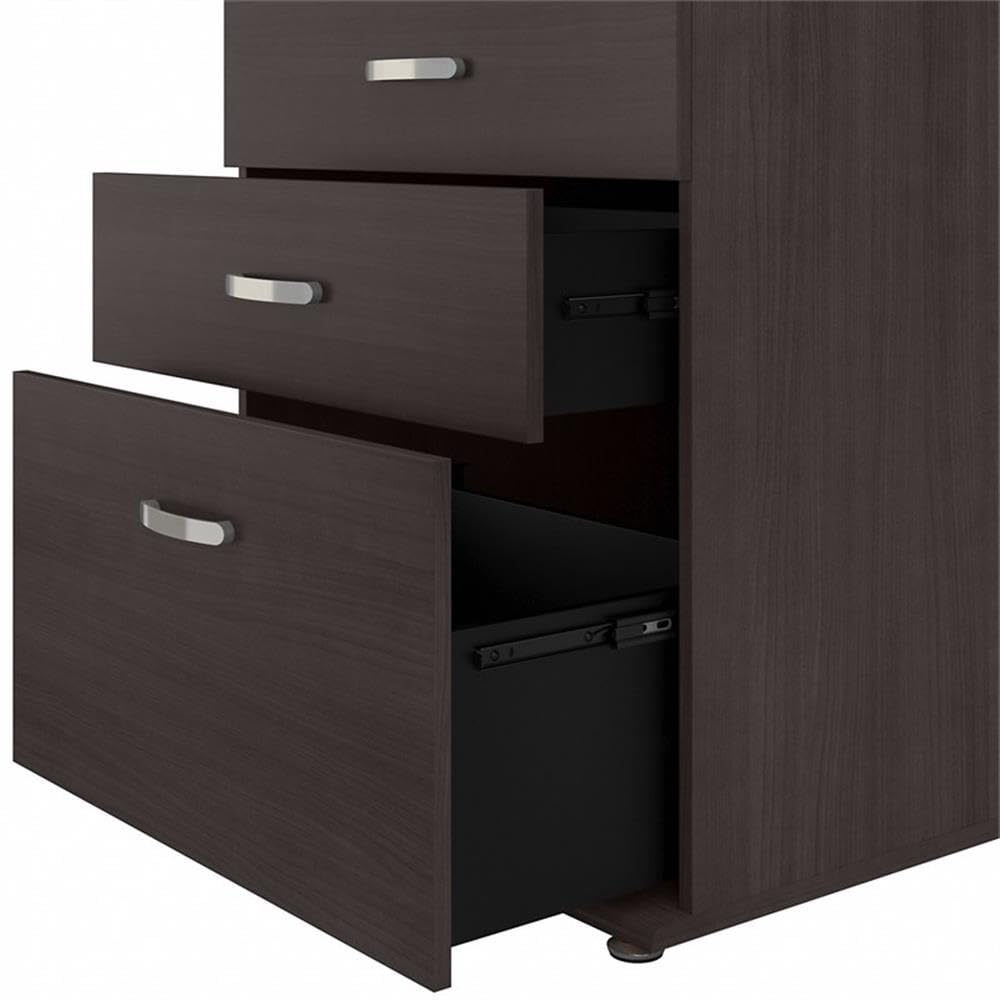 Bush Business Furniture Universal 92W 5 Piece Modular Storage Set with Floor and Wall Cabinets in Storm Gray