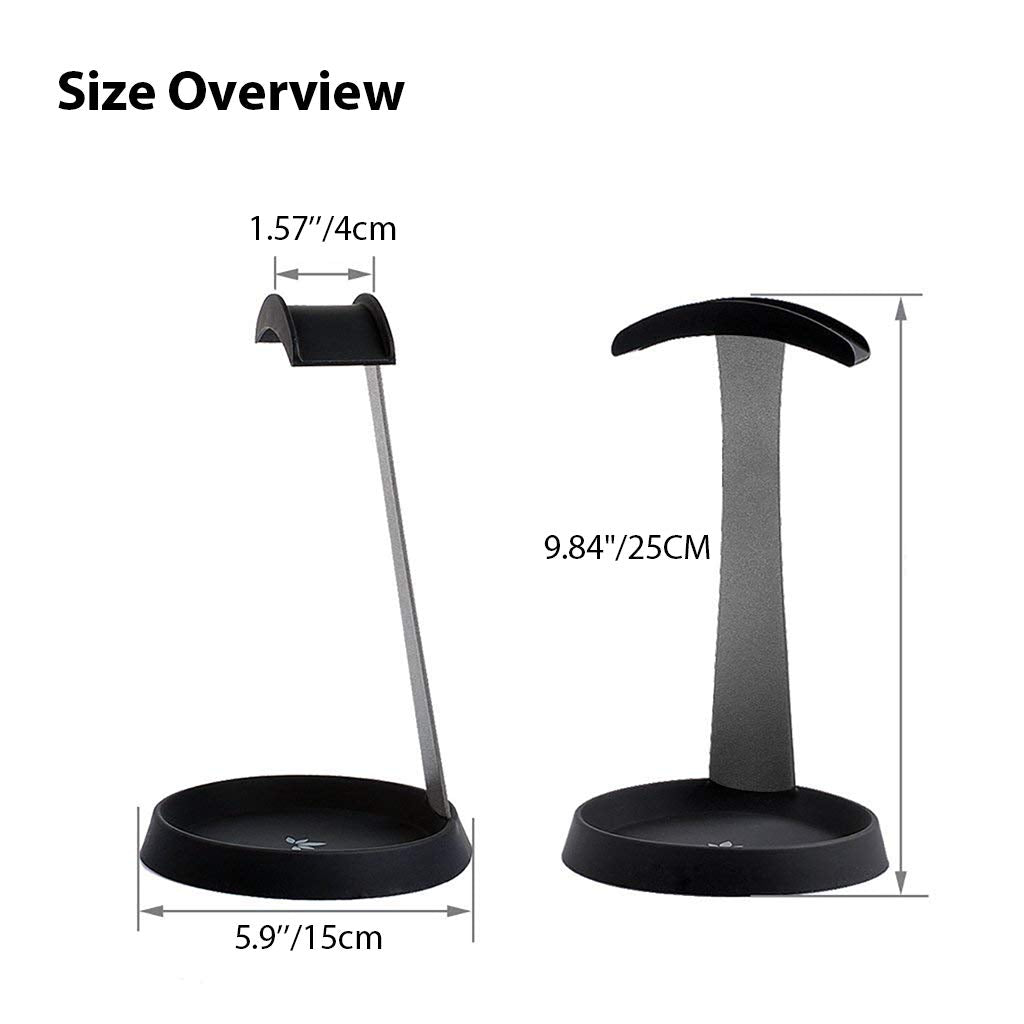 Avantree HS102 - Metal & Silicone Headphone Stand Hanger with Cable Holder, Black Desk Earphone Mount Rack, Fancy Music Studio Accessories
