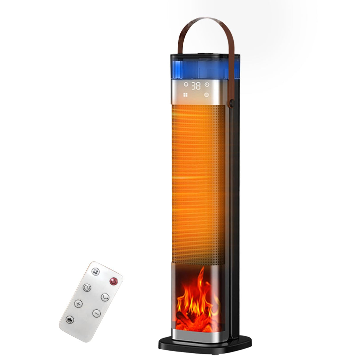 Yighlima Space Heater Indoor, 25" 1500W PTC Ceramic Heater with atomization and humidification function, 3 Modes, 3D Flame, 12H Timer, 45° Oscillating, with Remote, Tower Heater for Office Bedroom
