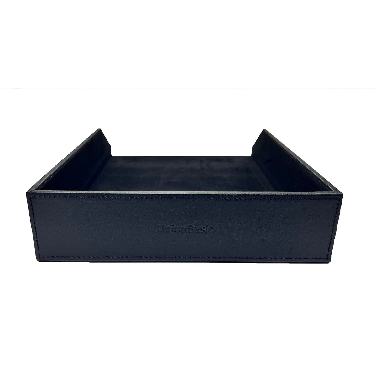 UnionBasic Stackable Document Paper Letter Tray, Faux Leather Desktop File Sorter Organizer Tray, Black