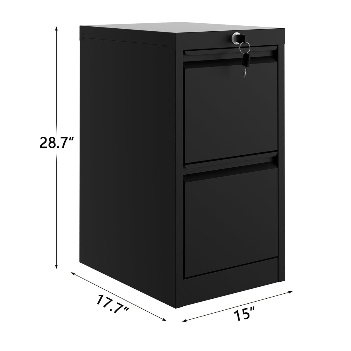 File Cabinet 2-Drawer Lateral with Lock, Metal Office Filing Cabinet for Letter/Legal/a4, Heavy Duty Storage Organizer, Full Extension Drawers, Anti-Tip Safety, Black, Home Office Organization