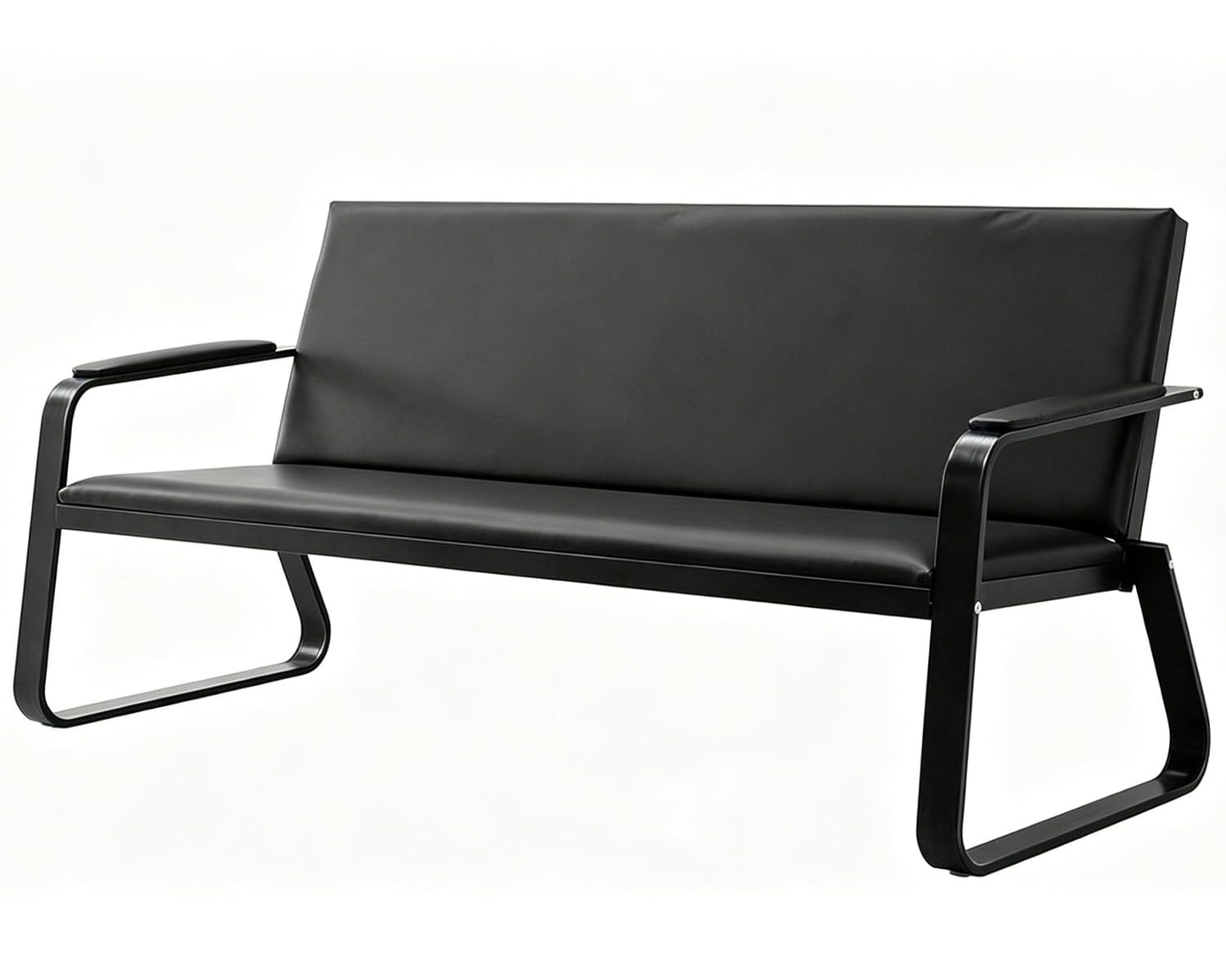 wonline 3-Seat Waiting Room Bench with Armrest PU Leather Office Waiting Room Furniture, Office Guest Seating Lobby Conference Reception Chair for Airport Clinic Hospital