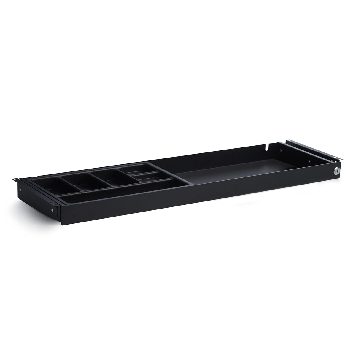 PERFECT POSTURE Under Desk Storage Drawer with Lock — Slim Pen & Pencil Drawer for Regular & Sit-Stand Standing Desks, Black (33” x 9.4”)
