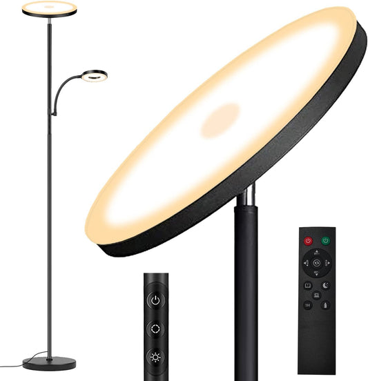 2025 Floor Lamp, 42W 4200LM Torchiere LED Lamp for Living Room, Stepless Dimming Floor Lamps with Remote Control, 2700K-6500K Color, 70" Tall Standing Lamp with Reading Light for Bedroom Office Hotel