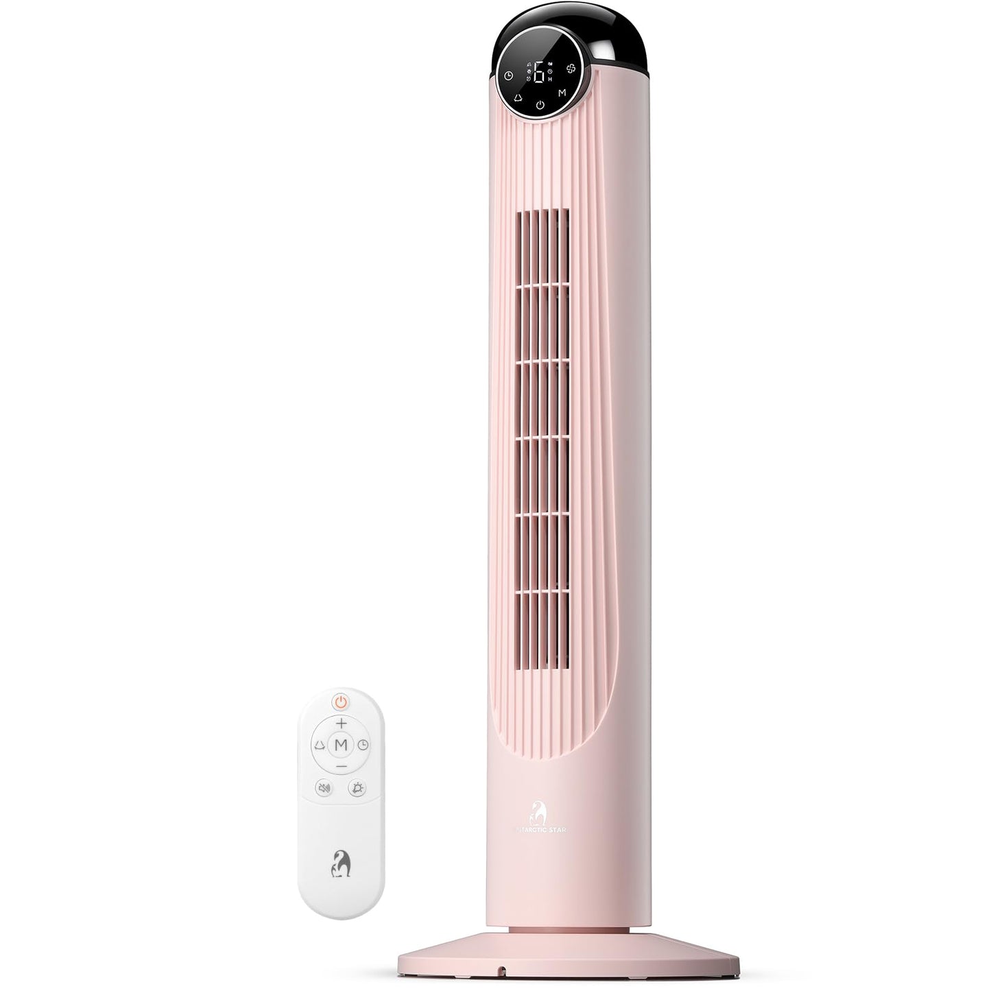 Antarctic Star T36 Tower Fan-36 Inch, Bladeless Oscillating Fan with Remote, 6 Speeds & 4 Modes, LED Display, 9H Timer, Quiet Floor Standing Fan for Bedroom Living Room Office, Pink