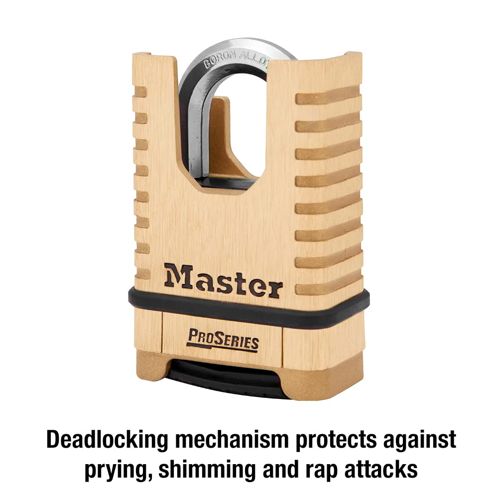 Master Lock ProSeries Brass Padlock, Set Your Own Combination Lock, Commercial Grade Locks with Code for Tools, Fences, Gates, 2-1/4 inches Wide, 1177D