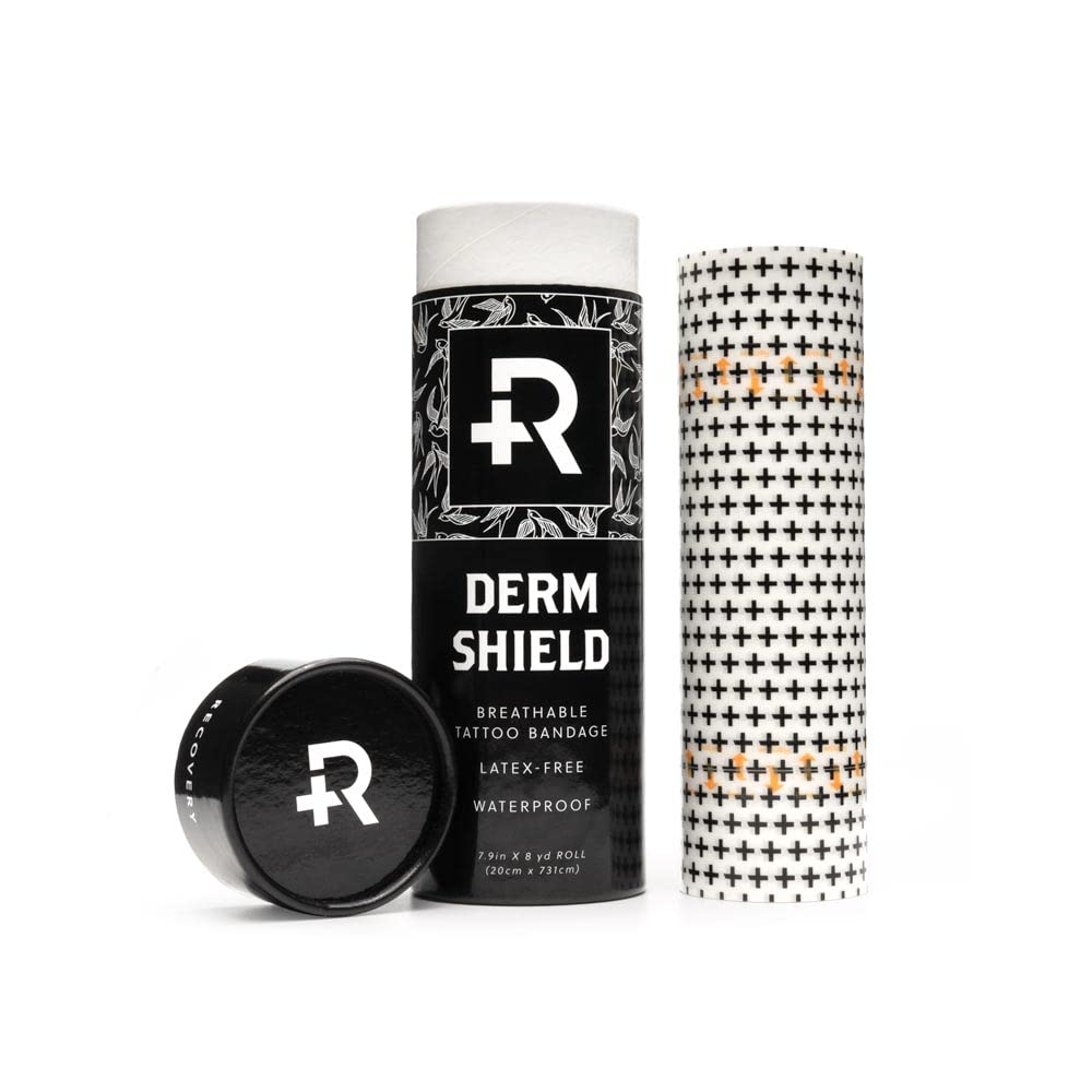 Recovery Aftercare Derm Shield Tattoo Cover Up Patch - Latex-Free & Waterproof Tattoo Aftercare Bandage - Transparent Matte Film - Breathable & Flexible - Promotes Healing & Skin Renewal (7.9" x 8 yd)