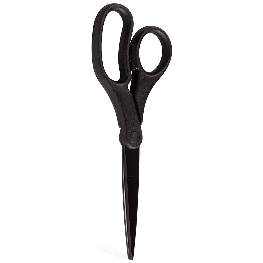 JAM PAPER Multi-Purpose Precision Scissors - 8 Inch - Black - Ergonomic Handle & Stainless Steel Blades - Sold Individually