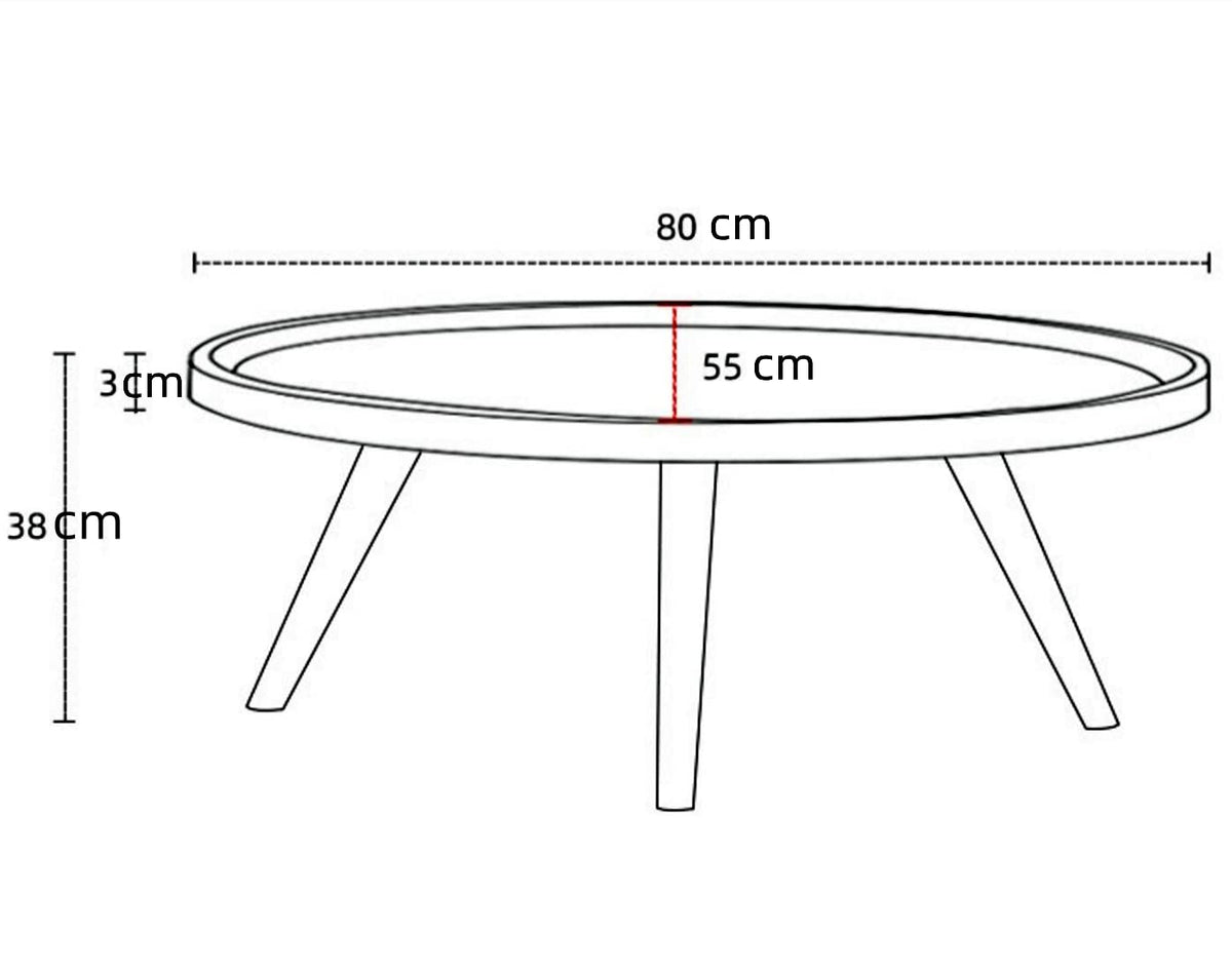 Wooden Coffee Table Rustic Nesting Tables Oval Walnut Coffee Table Modern Sofa Table End Tables for Living Room Home Office Coffee Shop (23.6“ Size)