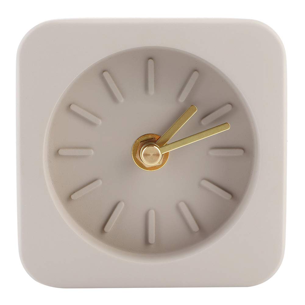 Qcwwy Simple Square Cement Desk Clock for Office Home Living Room Decor - and Unpretentious - Ideal for Nordic and Minimalist (Sandstone Brown), Qcwwyi1szgq4cbf-12