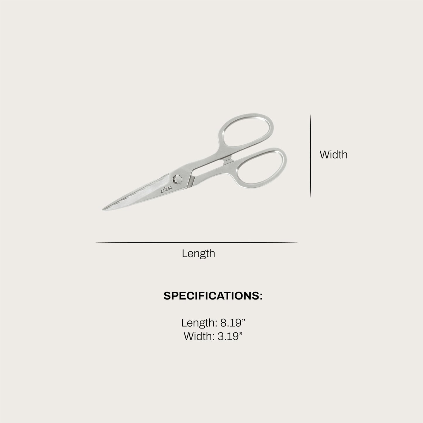 All-Clad Stainless Steel, All Purpose Kitchen Shears,Heavy gauge, Ergonomic, Rust-resistance, Food Scissors for Kitchen, Chicken, Poultry, Fish, Meat,Shelfish, Snipping herbs, 8.19 inch, Silver
