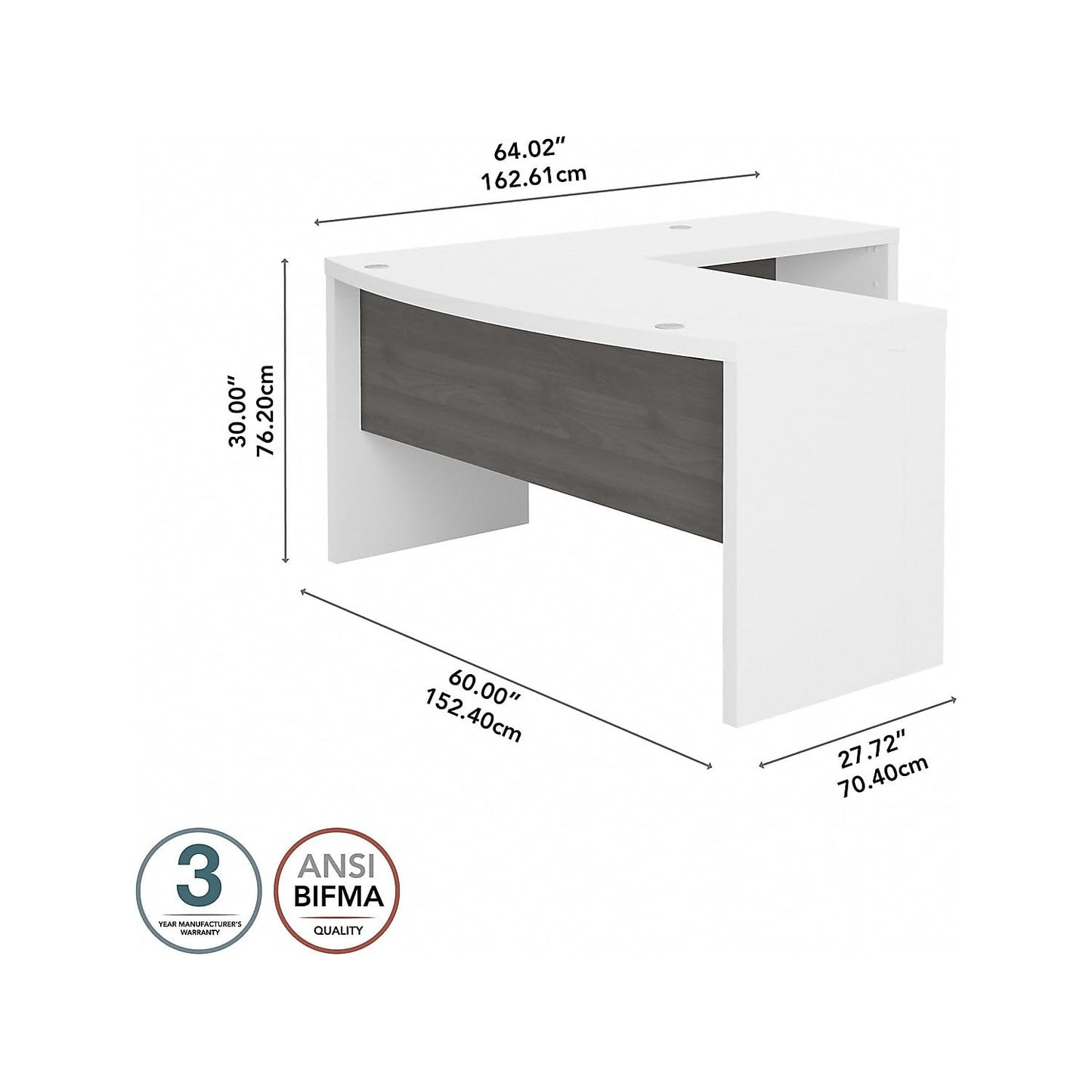 Bush Business Furniture L Shaped Computer Desk 72 inch with Credenza, PC Table and Low Storage Cabinet with Shelves for Home Office, Vista Collection, Modern, Beige