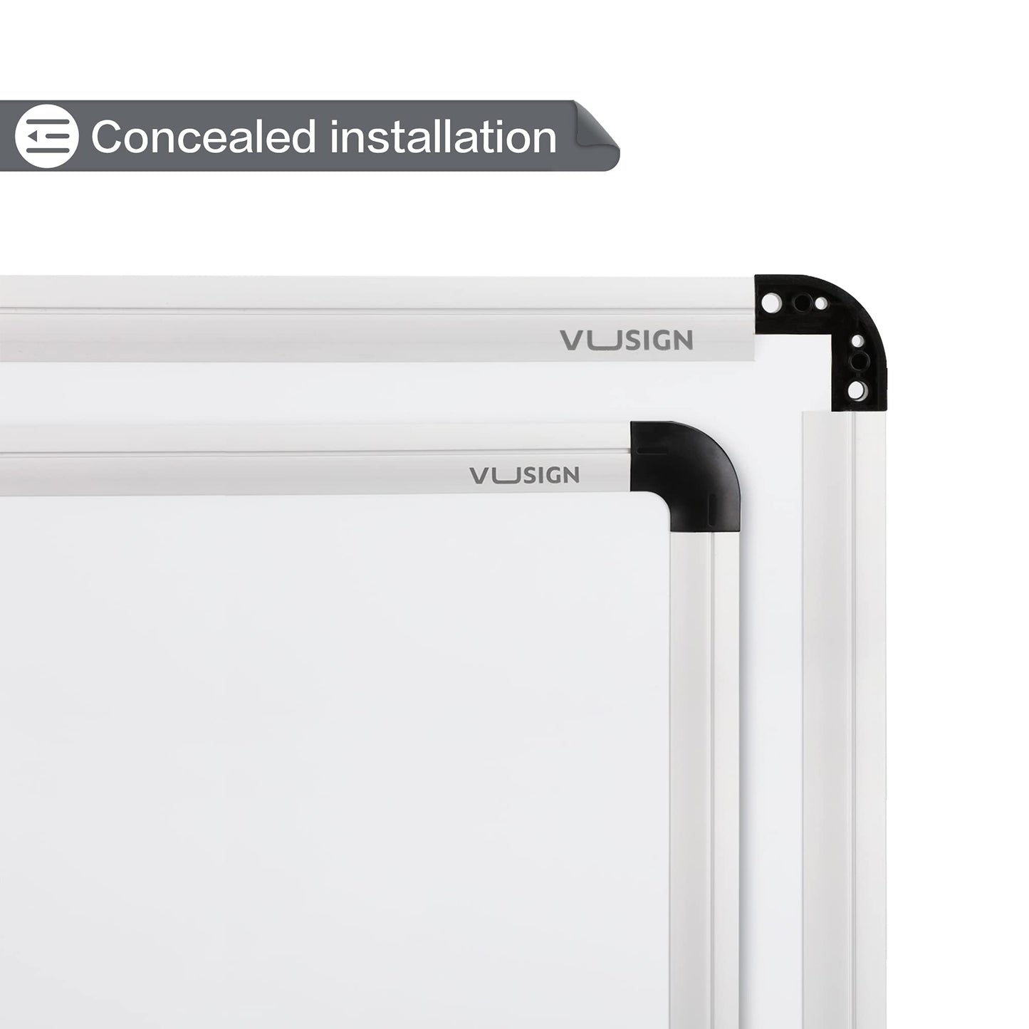 VUSIGN White Board and Cork Board Combination, 17" x 23" Dry Erase Board and Corkboard Combo for Home or Office, Wall Mounted Notice Bulletin Board with Aluminum Frame