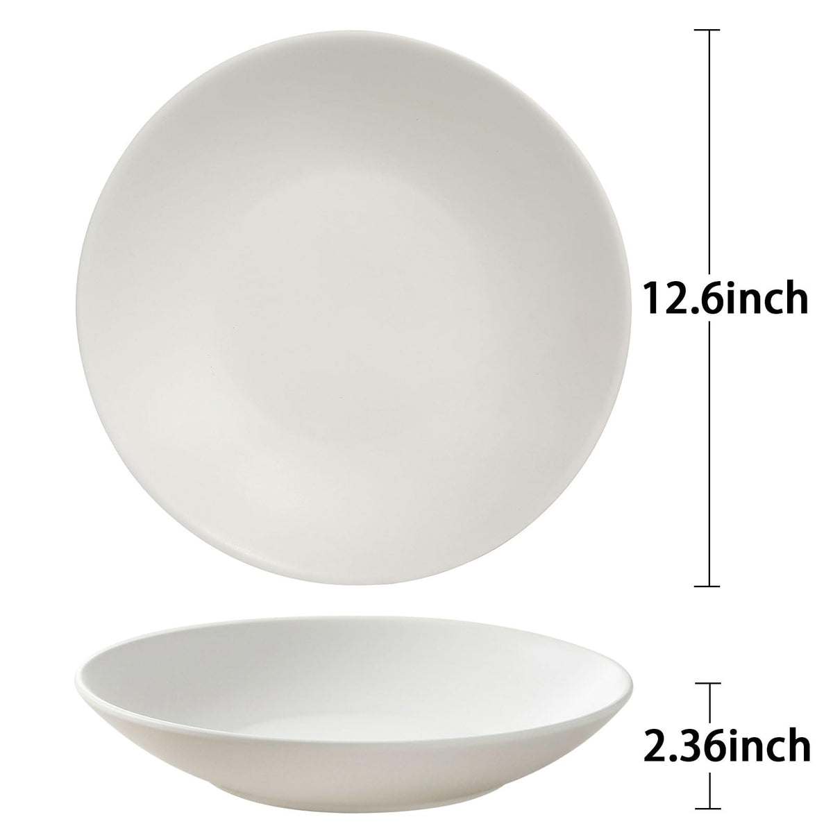 hjn White Ceramic Vase Bowl Decorative Planter - Minimalist Tabletop Vase for Dried Flowers, Succulents & Home Decor Accents -Shallow Plate-12.5''dx2.3''h