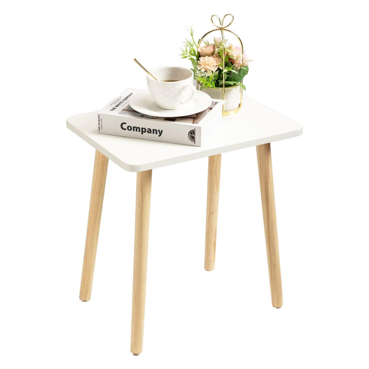 FORAOFUR Small Side Table, Modern Wood Mini Coffee Table, Easy Assembly Compact End Table for Living Room Bedroom Sofa, Minimalist White Accent Furniture for Small Spaces