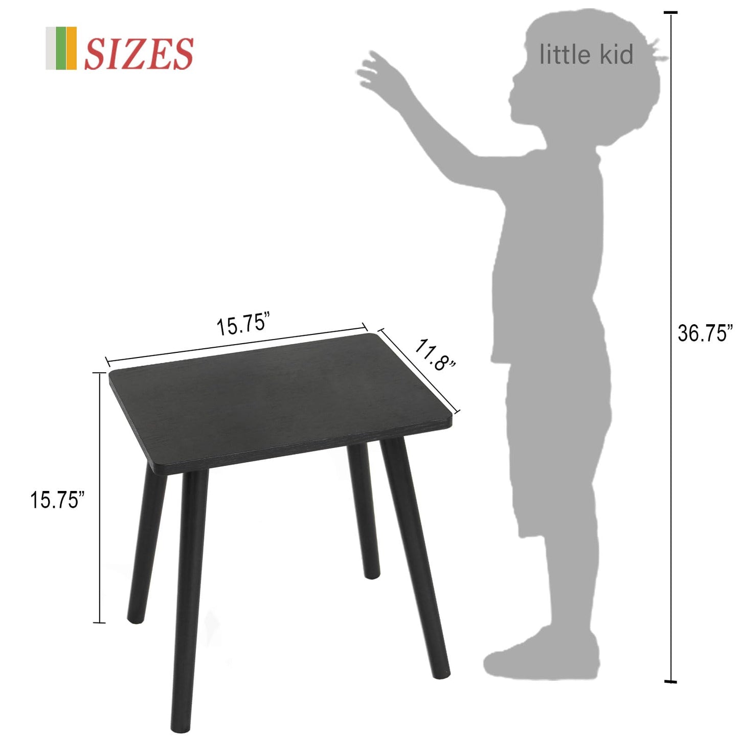 AWASEN Side Table, Small Black End Table for Living Room Bedroom Office Small Spaces, Modern Accent Side Table Nightstand with Solid Wood, Easy Assembly, (Black)