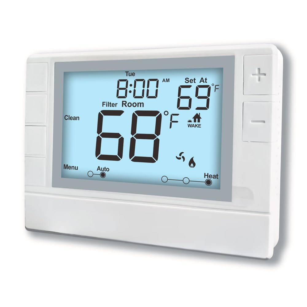 Programmable Thermostat, Thermostat for Home HVAC Systems,Multi-Stage, 2 Heat/2 Cool, White Backlight