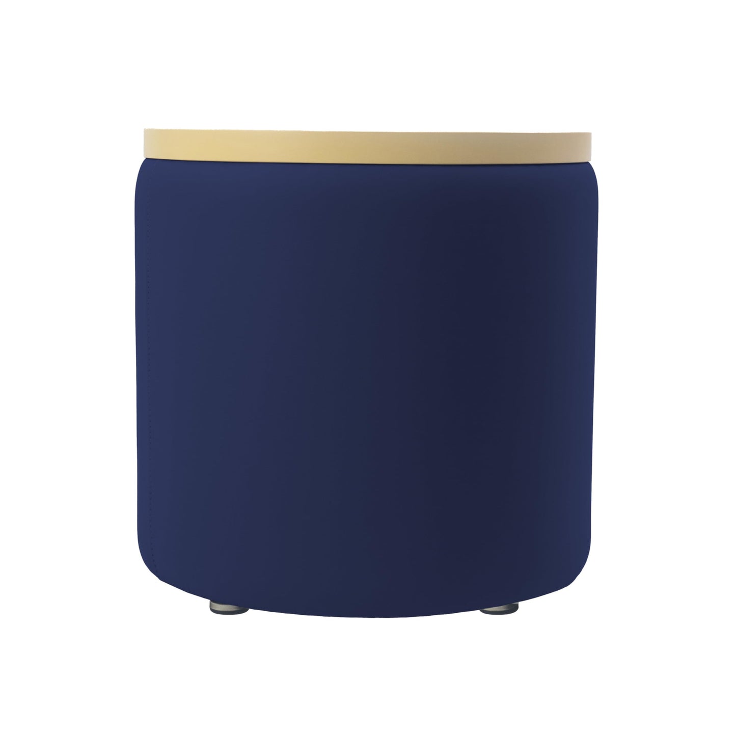 Factory Direct Partners FDP Pro Series Upholstered 18" Round Ottoman Table, 18" Height Collaborative Commercial Furniture for Hotel Lobby, Office, Restaurant, Waiting Room -Navy/Maple