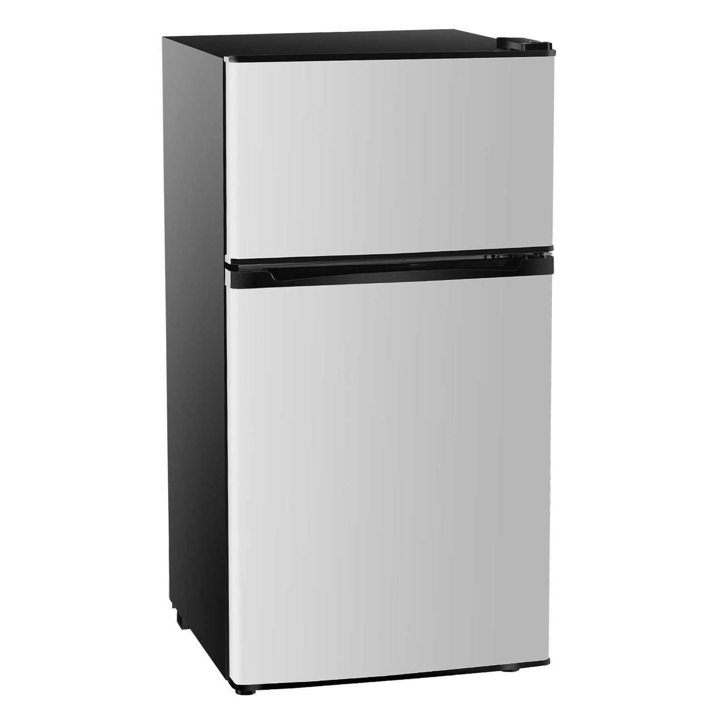 3.2 Cu.Ft Mini Fridge with Freezer, 2 Door Small Refrigerator with Adjustable Thermostat Energy-efficient Low Noise, Compact Fridge for Bedroom, Office, Dorm, Silver