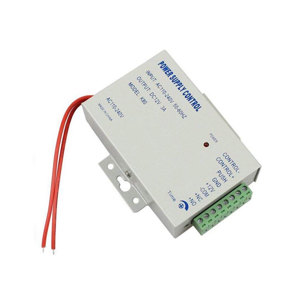 AMOCAM K80 Power Supply Control, AC 110-240V to DC 12V Power Supply for Door Access Control System, Video Doorbell, Electric Strike Lock, Bolt Lock, Magnetic Lock, Power Supply Controller