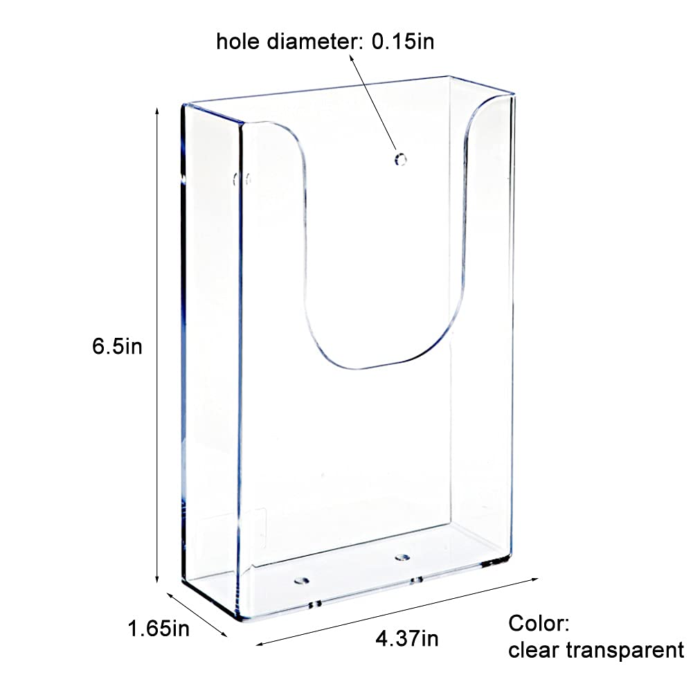 Sovoadur Brochure Holder Wall Mount, Clear Literature Holder, Transparent Acrylic, 4.3 x 1.6 x 6.5 inches