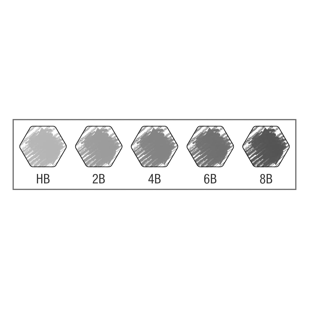 Faber-Castell 5 Piece Quality Castell 9000 Jumbo Graphite Pencils in a Tin, Including HB, 2B, 4B, 6B and 8B,Black