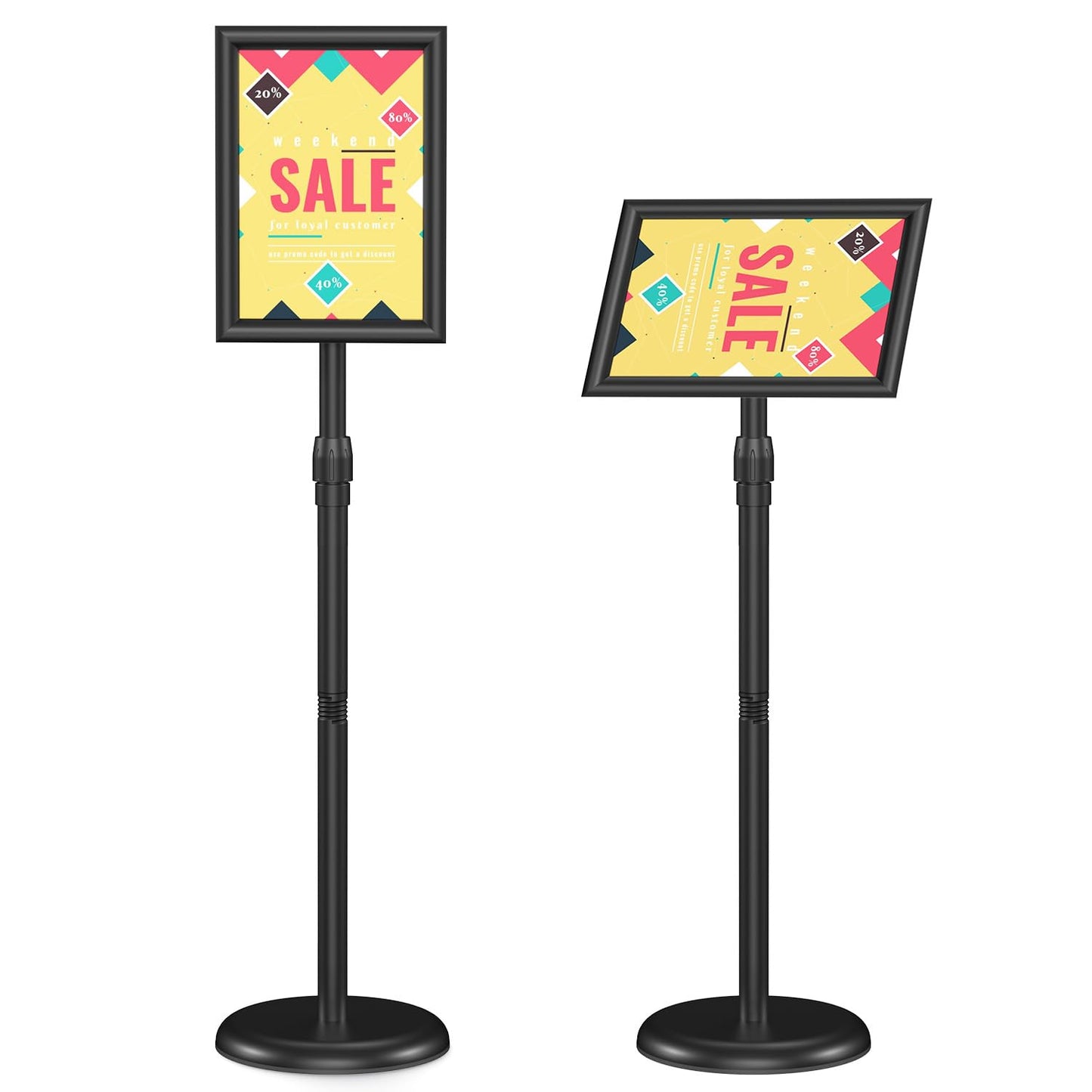 Relx Sign Holder Stand 8.5x11 inch - Adjustable Floor Standing Sign Holder - Signage Stand with Snap-Open Frame Display for Malls,Schools,Restaurants