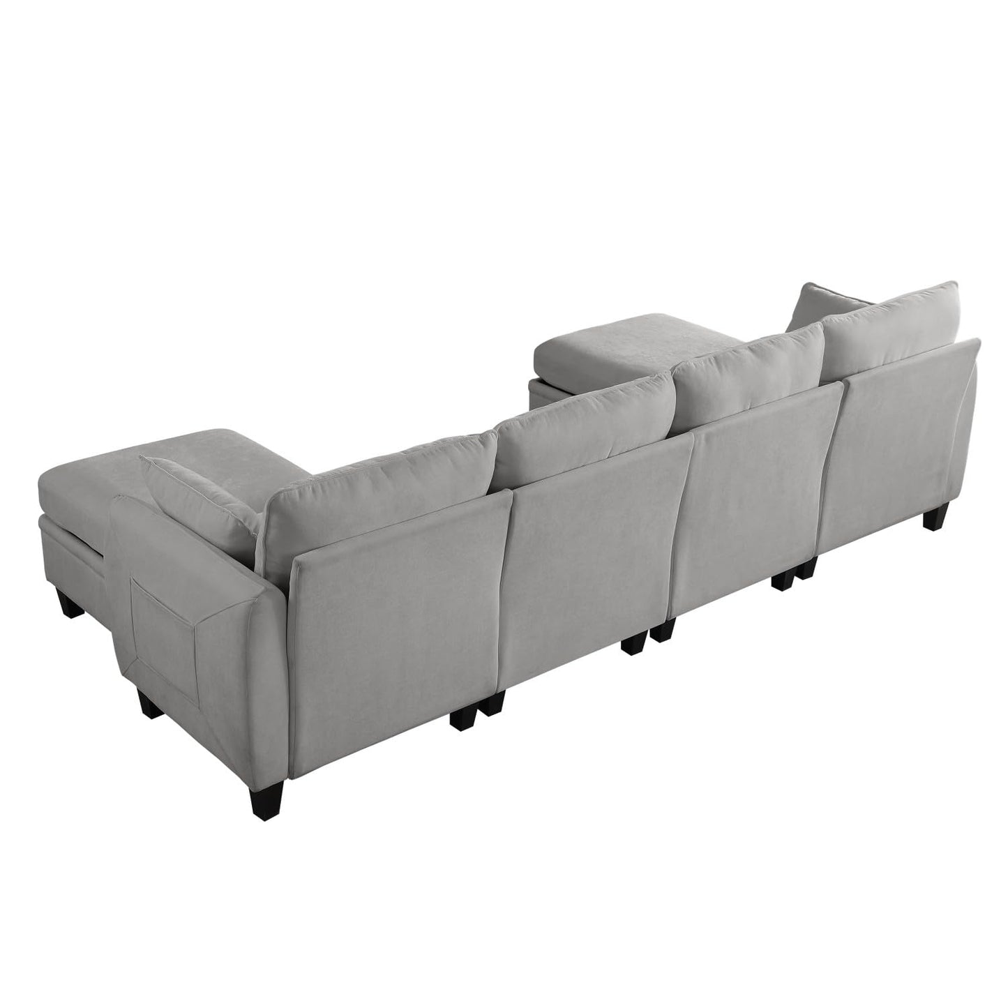 109" Modular Sectional Sofa, U-Shaped Cloud Couch with 2 Storage Ottoman, 6-Seat Chenille Deep Seat Sofa for Living Room, Apartment, Office, Grey