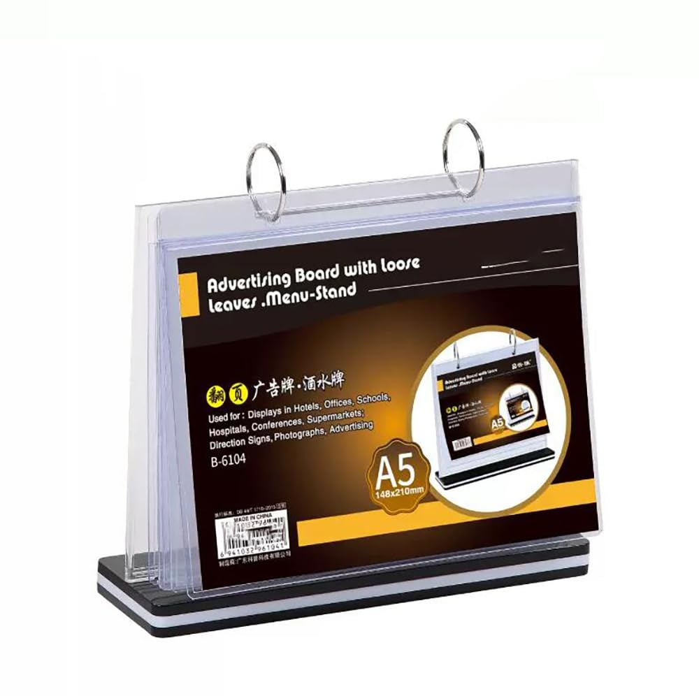 HENGSENLI A5 multi-page flip display card label display stand detachable label business menu holder,T-shaped double sided