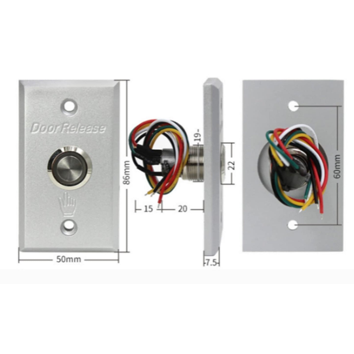 Access Control Button, Aluminum Exit Push Button Switch with LED Indicator Light for Access Control System, Metal Door Release Switch for Hollow Door Office Home Security