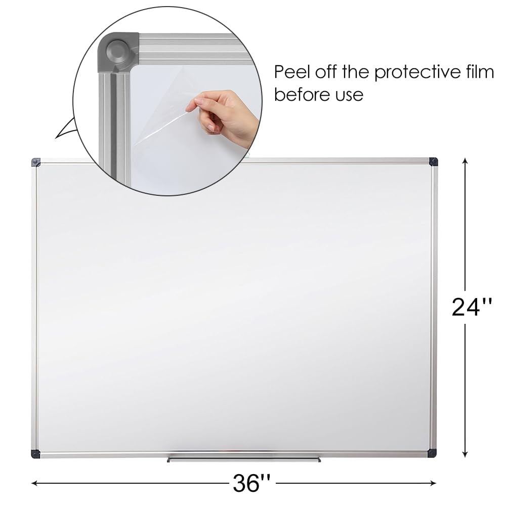 XIWODE 24x36 Inch Magnetic Dry Erase Whiteboard, Silver Aluminum Frame Wall-Mounted, No Ghosting Anti-Stain Easy Clean for Home School Office Conference Room