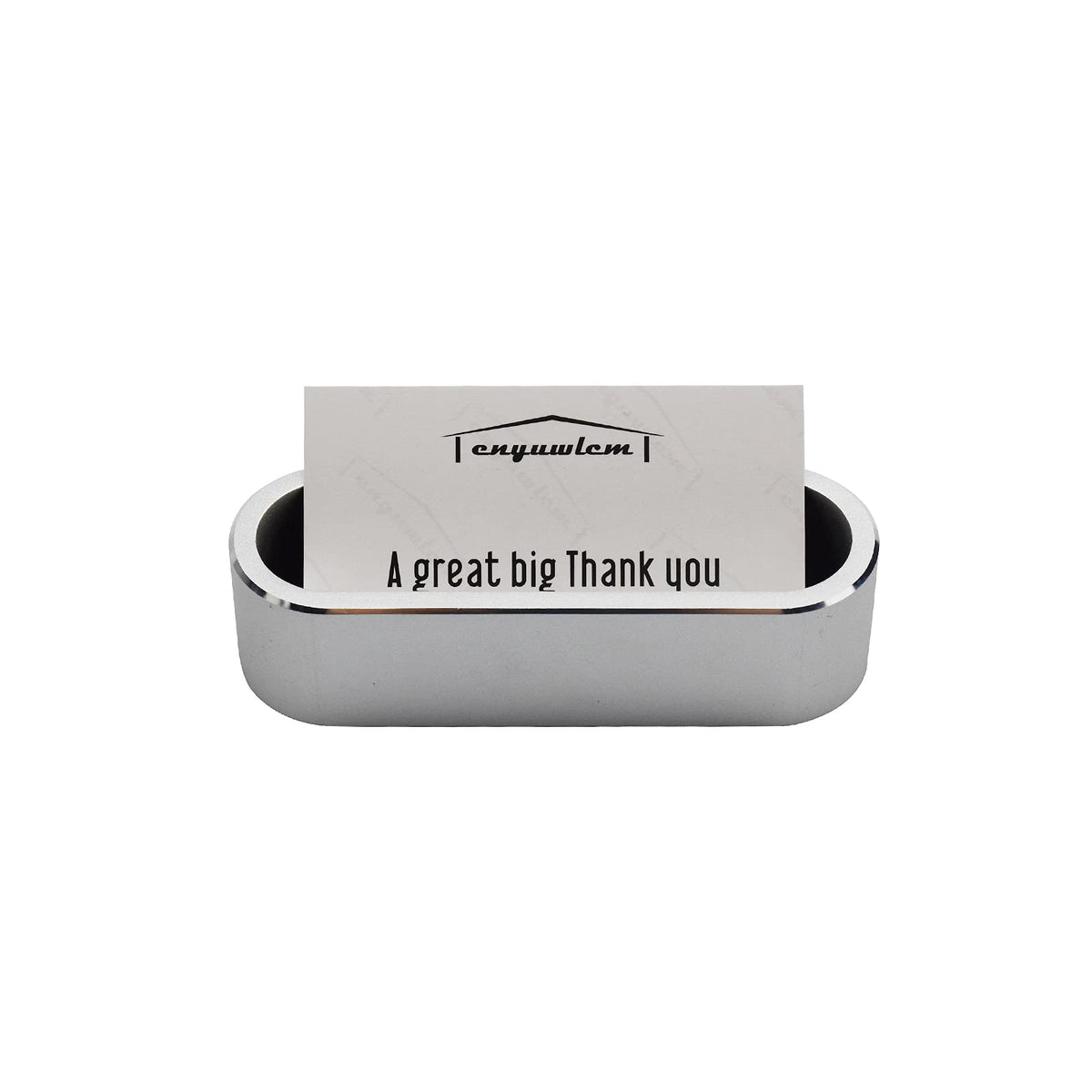 enyuwlcm Metal Desktop Card Holder for Desk Stylish Aluminum Alloy Business Card Display Stand for Men Office Silver 1 Pack