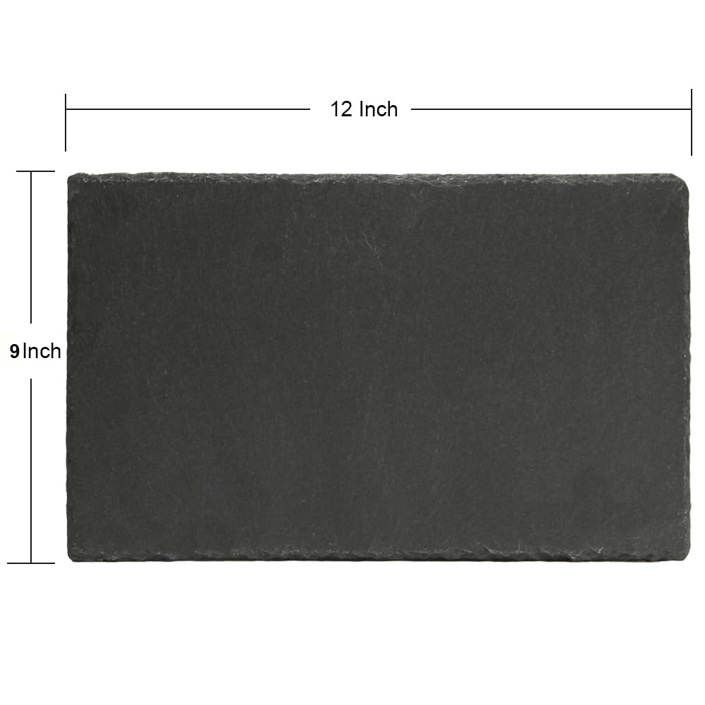 GDYIHANG 12 x 9Inch 8 Pack Slate Cheese Board with Natural Edge for Kitchen Dining Party, Charcuterie Stone Plates for Cake Fruit Meat Appetizers Dried Fruits Display Chalkboard, Set of 8