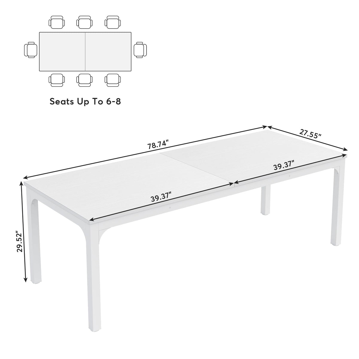 Tribesigns 6.5 FT Conference Room Table, 78.74" W x 27.56" D Large Office Conference Table, Modern Seminar Meeting Table Desk for Boardroom, Meeting Room (1, White)