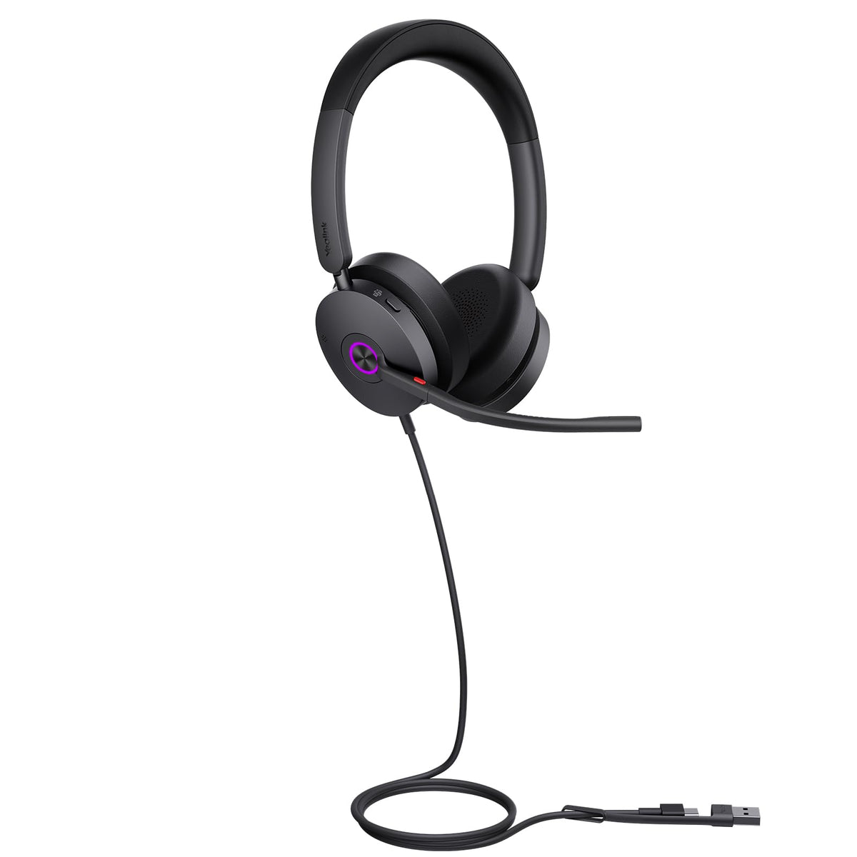 Yealink UH48 ANC Wired Headset with Microphone, Active Noise Cancelling USB Headphones for PC, MS Teams Certified Works with All Other Call Platforms, All Day Comfort, Mute Button
