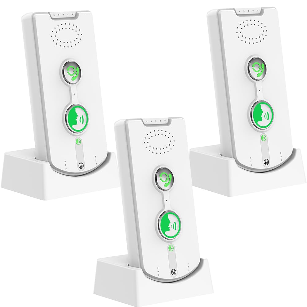 2 Way Intercoms Wireless for Home Office,Portable Room to Room Long Range Intercom System with Charging Base, Long Standby Time 5 Level Volume Adjustment,38 Ringtones Adjustment (3 Pack)
