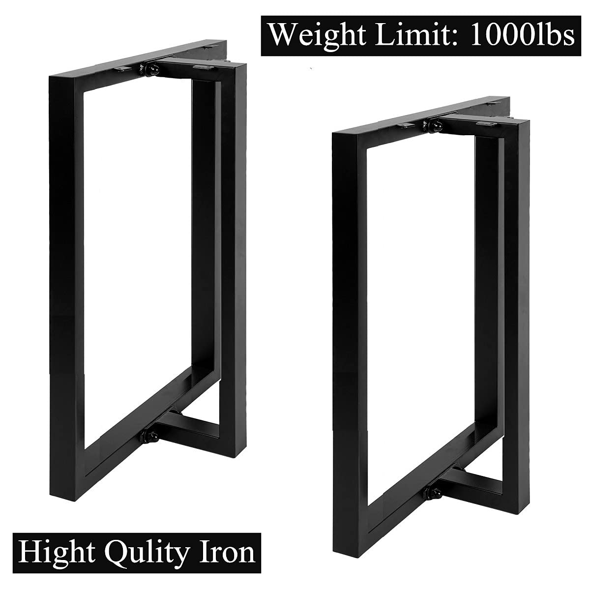 HOMEKAYT Metal Table Legs 28’’x 24’’ Heavy Duty T-Shape Desk Legs Industrial Furniture Legs for Dinning Table, Computer Table, Office Table (2Pcs)-Black