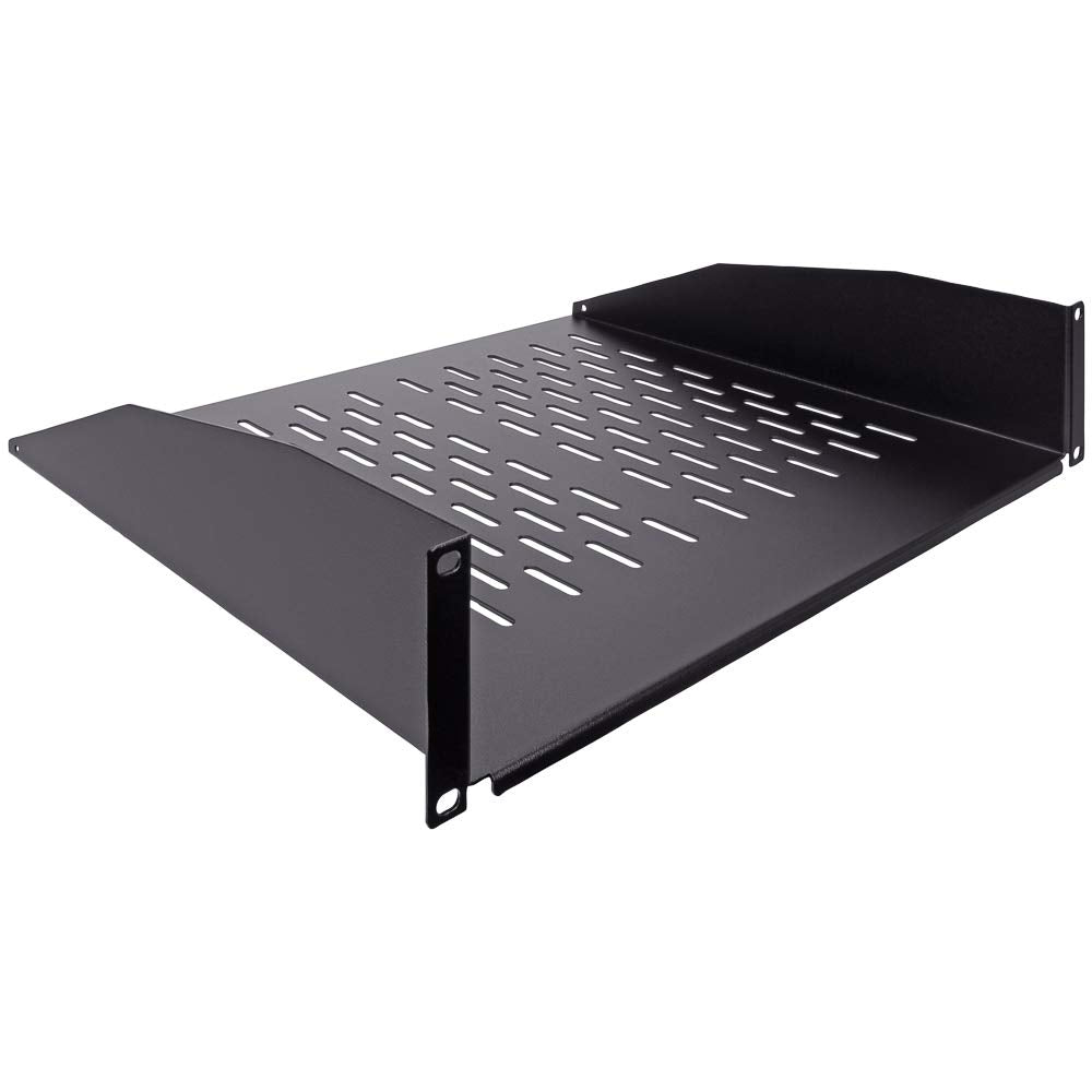 NavePoint 2U 19-Inch Universal Vented Rack Mount Cantilever Server Cabinet Shelf 14-Inches Deep Black