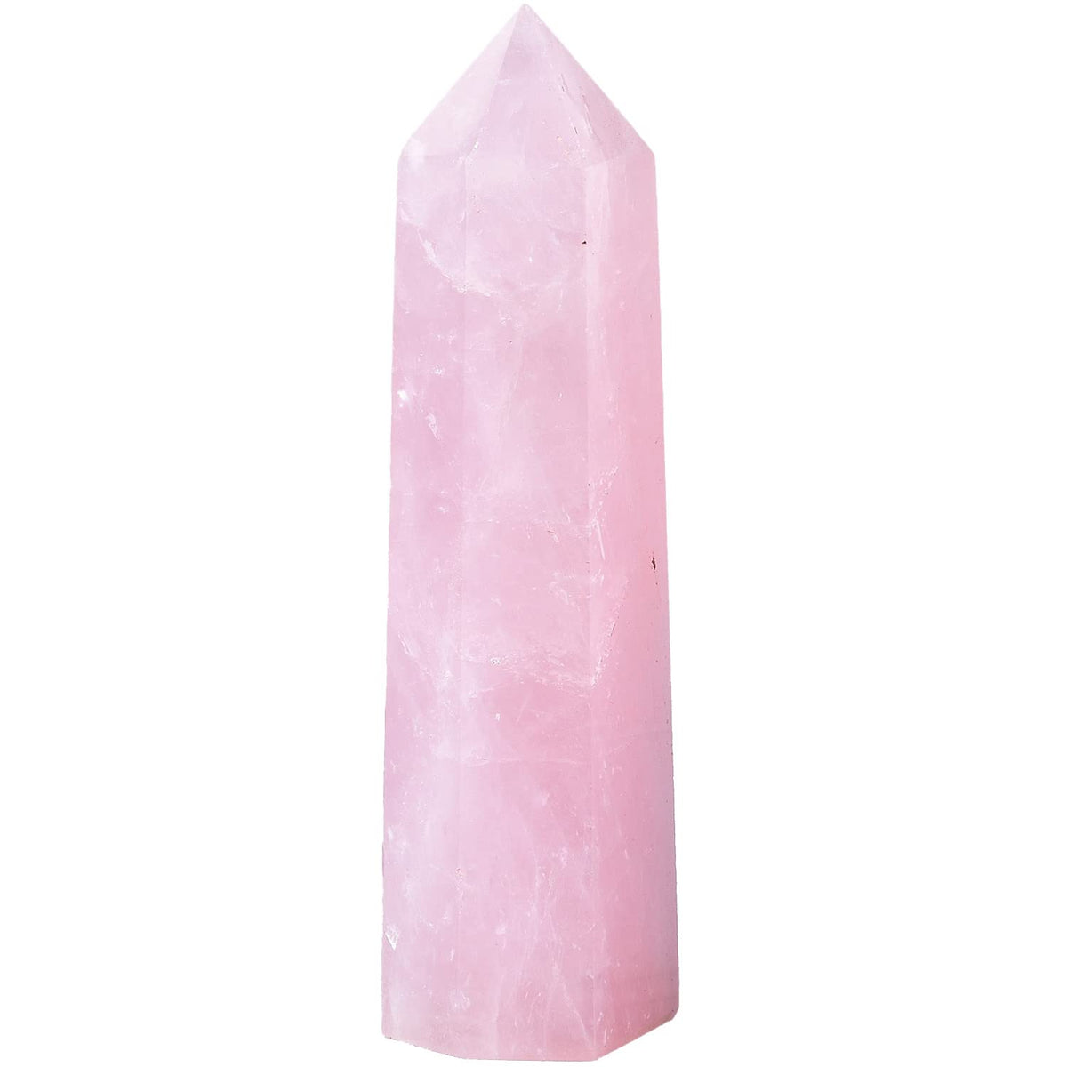MOGEMT Natural Rose Quartz Obelisk Tower Large Healing Crystal Wand Point 6 Faceted Reiki Chakra Meditation Therapy 1-1.5 LBS