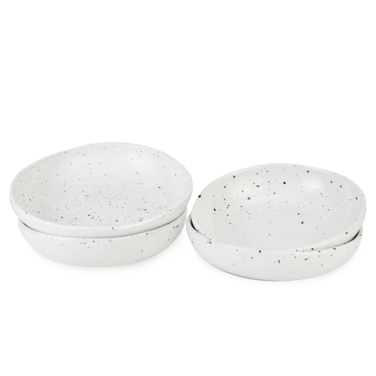 roro 5 Inch Handmade Ceramic Small Bowl, Glossy White Speckled