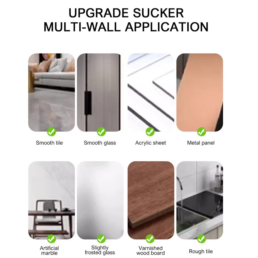 ELEFOCUS Suction Cup Kitchen Dish Storage Rack,3 Tier Food Preparation Tray,Wall Mounted Vegetable Tray Vegetable Preparation Rack,Multi-Layer Side Dish Storage Rack, Folding Non Perforated (White)