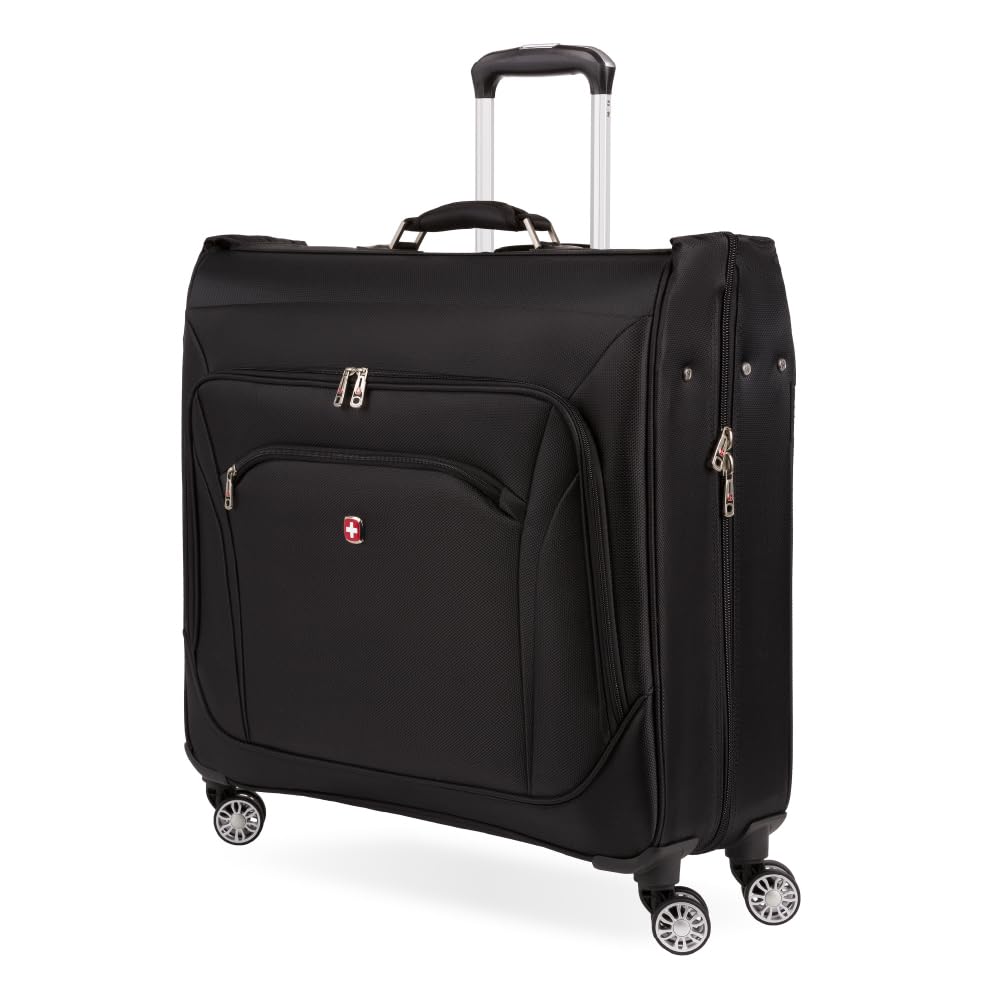 SwissGear 7895 Premium Garment Bag with Spinner Wheels, Amazon Exclusive, Bonus Hanging Feature, 24-Inch Luggage - Black