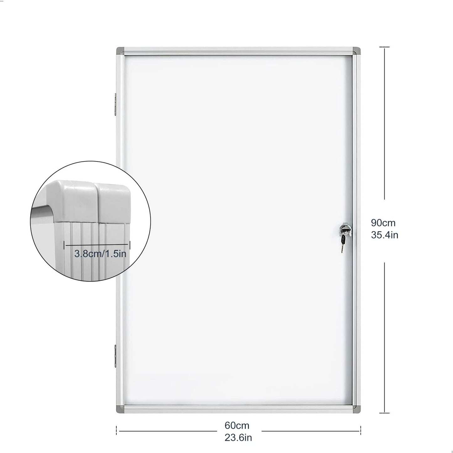 BEST BOARD Lockable Magnetic Enclosed 36 × 24 Inches Dry-Erase whiteboard, Tamper-Resistant wall-Mounted Display White Board, Aluminum-Framed Window (White)