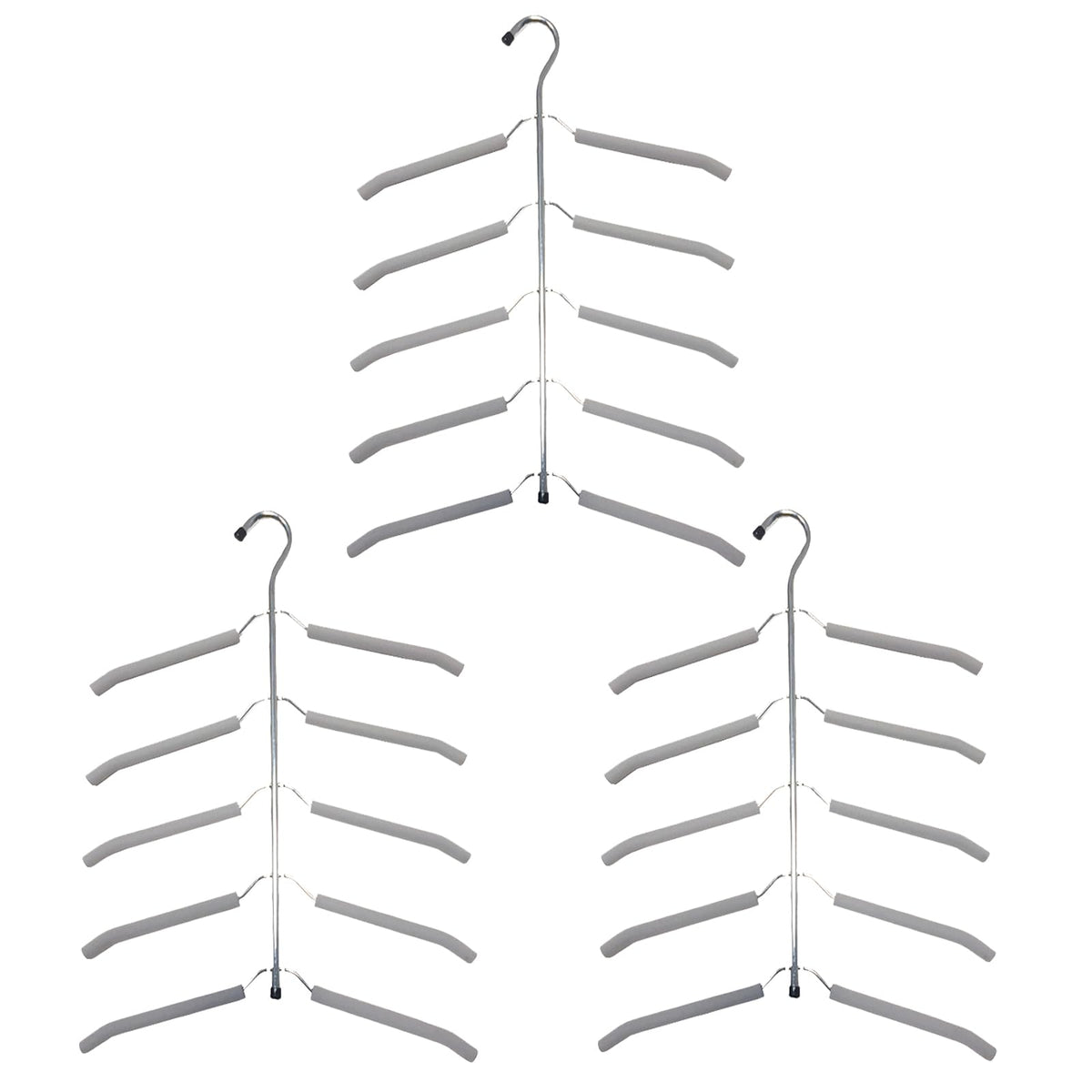 3 Pack 5 in 1 Blouse Tree Hangers Space Saving Clothes Hangers Swing Arm Non Slip Padded Coat Hanger Multi-Layer Clothes Hanger Heavy Duty Stainless Steel Sweater Shirt Hanger（Gray）